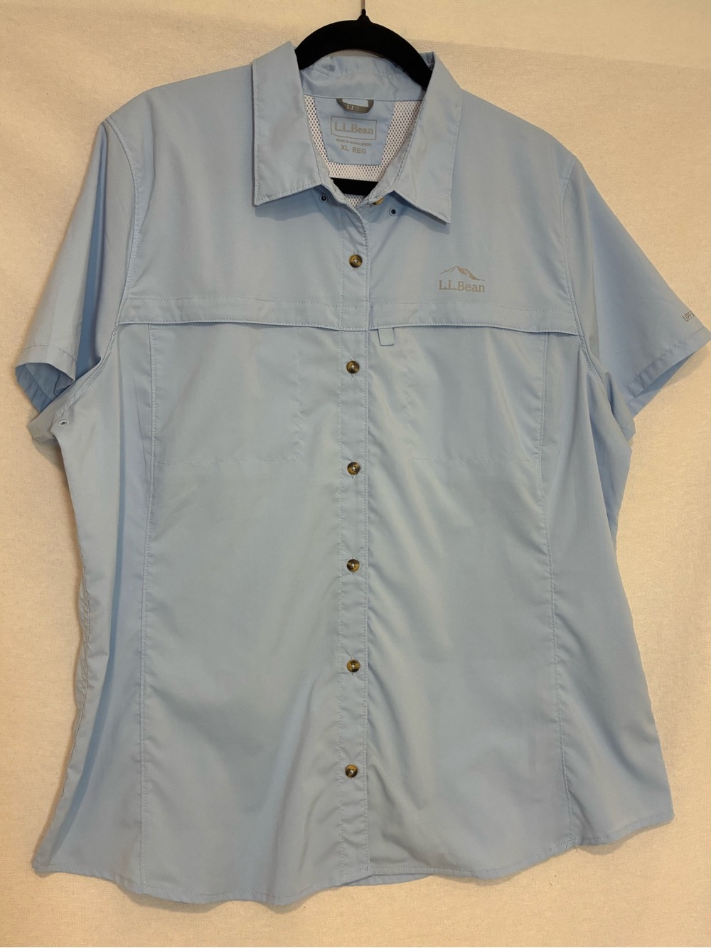 L.L. Bean Tropic Wear Short Sleeve Vented Mesh Button Up Shirt Women's Size XL *
